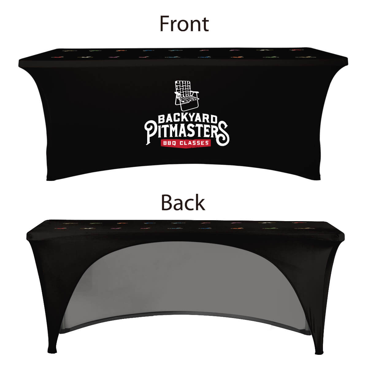Buy open-back 4ft stretch table covers in a variety of fabrics, including economy, waterproof, and premium spandex, at wholesale discounted prices.