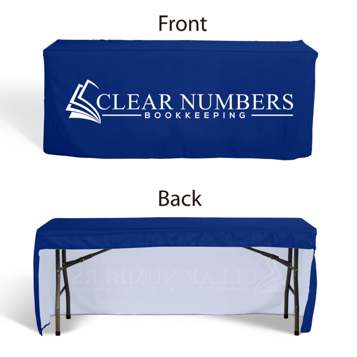 Buy open-back, box-style 5ft fitted table covers in a variety of fabrics, including water-proof, flame-retardant, and premium poly, at wholesale discounted prices.