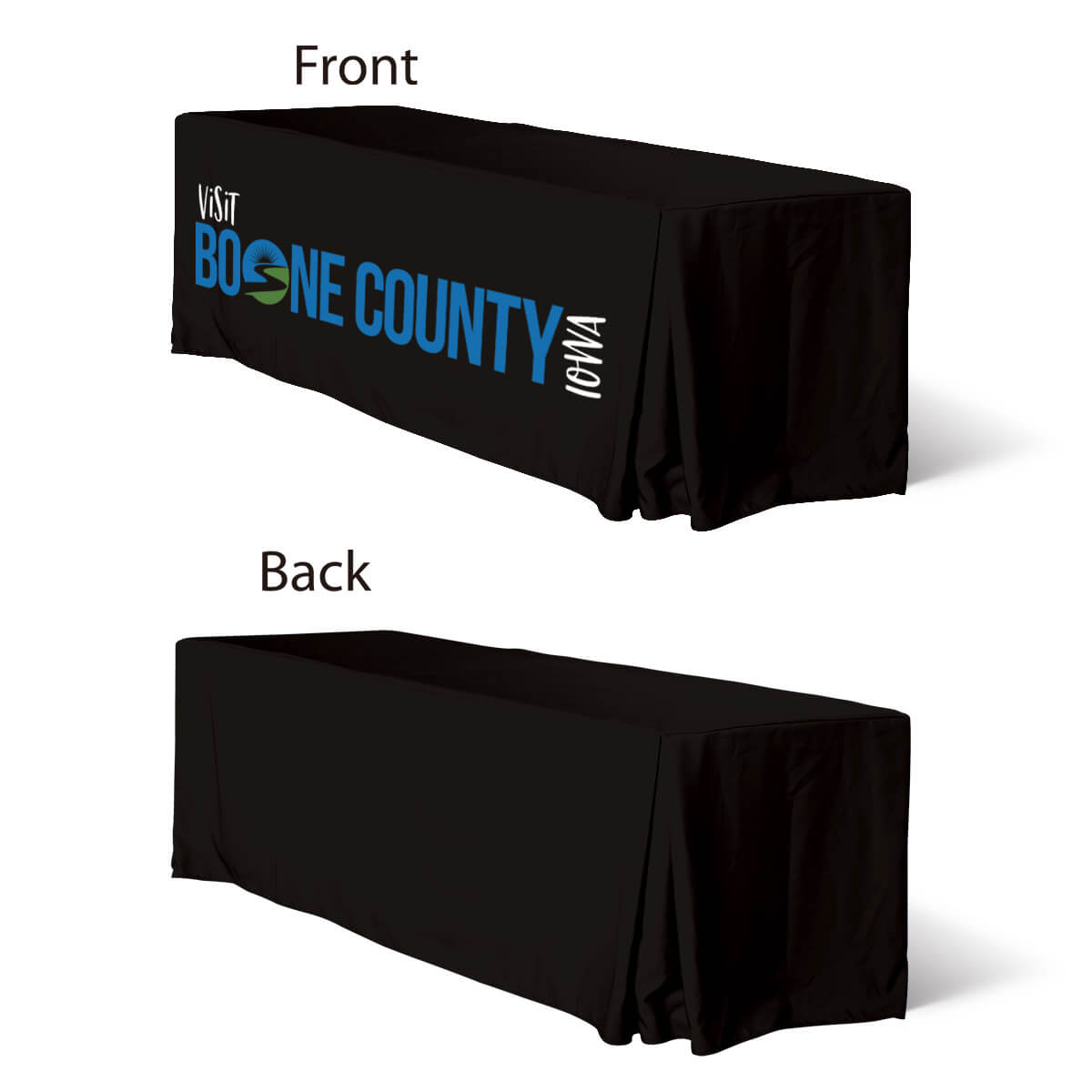 Buy 5ft fitted table covers with pleated corners in a variety of fabrics, including water-proof, flame-retardant, and premium poly, at wholesale discounted prices.