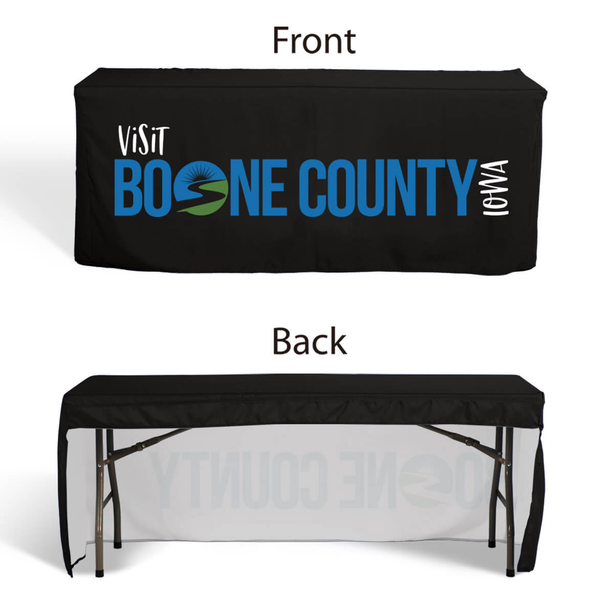Buy open-back, box-style 8ft fitted table covers in a variety of fabrics, including water-proof, flame-retardant, and premium poly, at wholesale discounted prices.