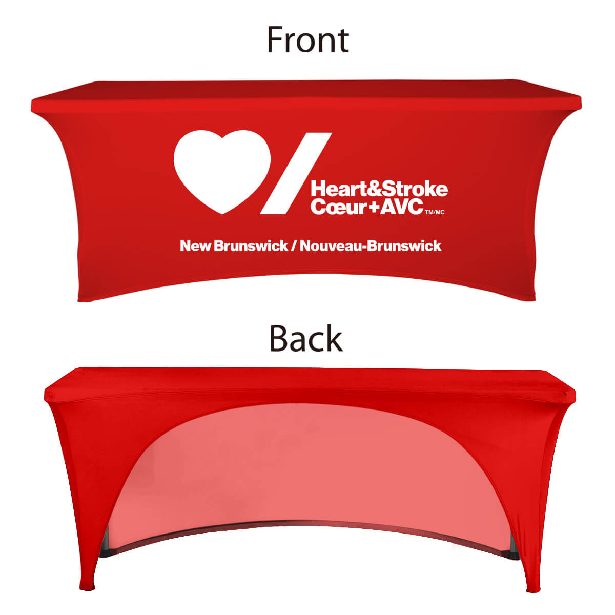 Buy open-back 8ft stretch table covers in a variety of fabrics, including economy, waterproof, and premium spandex, at wholesale discounted prices.