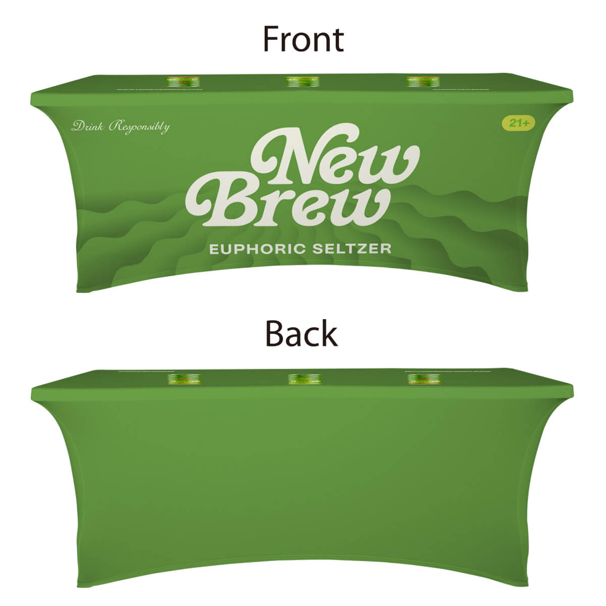 Buy closed-back 8ft stretch table covers in a variety of fabrics, including economy, waterproof, and premium spandex, at wholesale discounted prices.