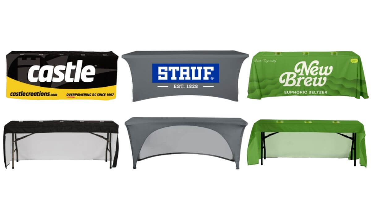 Triangular Table Covering Three-Sided Table Cloth | Imprinted 3 Sided Table Covers